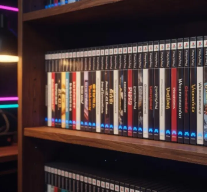 Półka z klasycznymi grami PS2 w kolekcjonerskim wydaniu